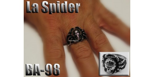 Ba-098, Bague tête de mort La Spider ( araignée )  acier inoxidable